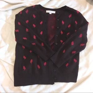 Cat pattern cardigan sweater